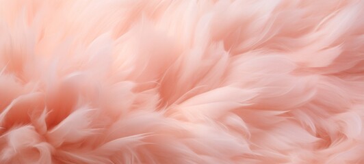 Trendy Peach soft feather texture. Background. Fashionable color. Concept of Softness, Comfort and Luxury. Ideal for backdrop, Fashion, Textile, Interior Design. Furry surface.