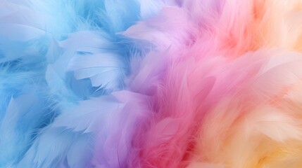 Colorful soft feather texture background. Rainbow colors. Concept of Softness, Comfort and Luxury. Ideal for backdrop, Fashion, Textile, Interior Design. Furry surface.