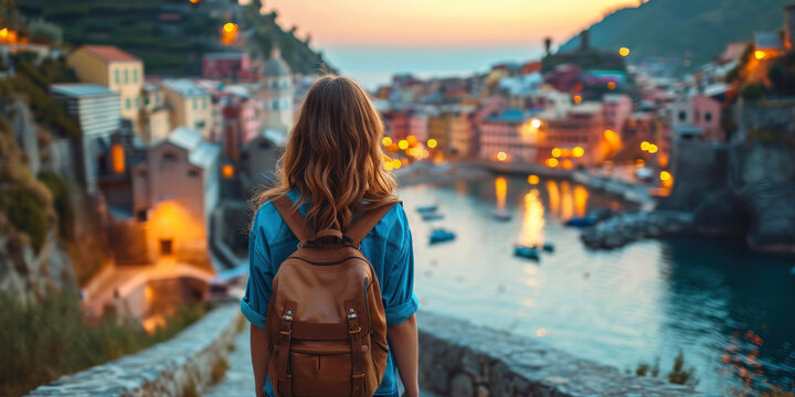 A female traveller in Europe exploring 