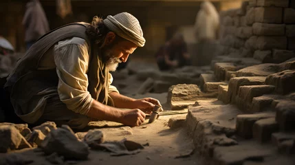 Foto op Canvas Unearthing the Past: Archaeologist Uncovering Ancient Civilizations © darshika