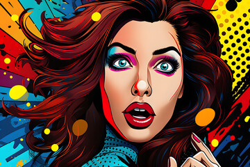 Obraz premium Pop Art Explosion: Digital Background with Bold Colors and Comic Book Elements