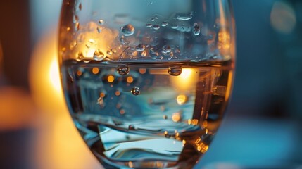  a close up of a wine glass with water on the inside and bubbles on the outside of the glass and on the inside of the outside of the inside of the glass.