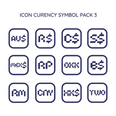 Flat Icon Currency Symbol Pack 3