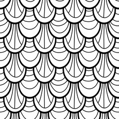 Abstract cartoon doodle seamless mermaid fish scales pattern for wrapping paper and fabrics and linens and kids © Tetiana