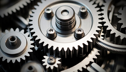 Working machinery in factory symbolizes teamwork and progress generated by AI