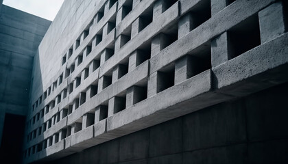 Fototapeta premium Modern skyscraper, abstract facade, futuristic design, geometric shape, steel and glass generated by AI