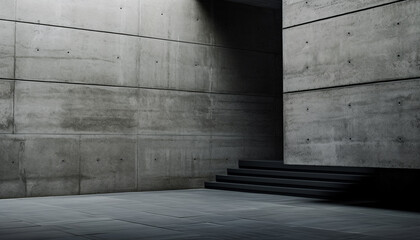 Empty modern apartment with clean concrete walls and futuristic design generated by AI