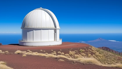 Obraz premium Astronomy telescope explores the Milky Way galaxy generated by AI