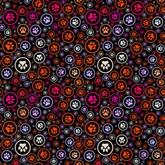 Cartoon animals footprints seamless cat and dog pattern for wrapping paper and fabrics and linens and kids