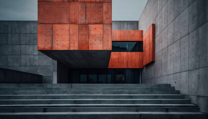 Naklejka premium Modern architecture design clean, abstract, geometric shape, futuristic, empty space generated by AI