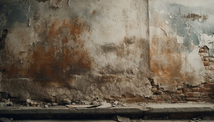 Dirty, old, damaged backgrounds wall building feature grunge rusty stained weathered generated by AI