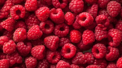A pattern of juicy fresh raspberries, rich colors. Rich reds, food photography, seamless pattern, organic shapes, fruit photography, vibrant colors