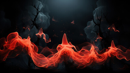 Crimson Fusion: Abstract Neon Red Pointcloud. Generative AI