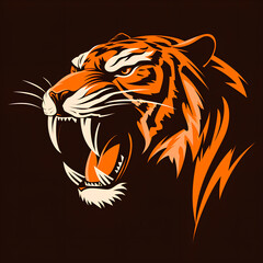 a minimalist illustration of a saber-toothed tiger, can be as a logo for a company