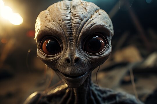 Close-up of an alien's face