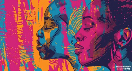 black history month logo with silhouettes Generative AI