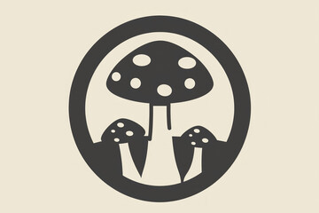 Mushrooms in drawing or illustration style, prohibition concept. Background with selective focus and copy space