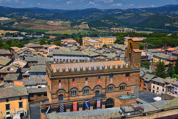 Orvieto ancient city and landscape rooftop views from the Tower, Torre del Moro, Umbria Italy 2023