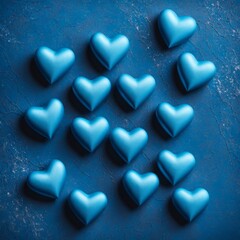 Obraz premium Blue silk hearts on a Blue color background