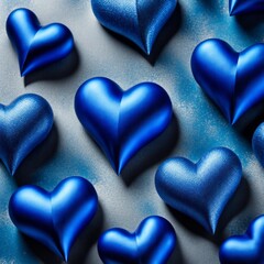 Obraz premium Blue silk hearts on a Blue color background