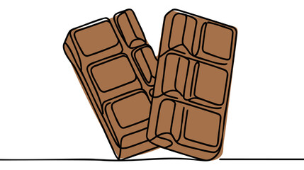 World Chocolate day. Continuous one line drawing of half opened chocolate bar hand drawn vector illustration. Single line drawing.