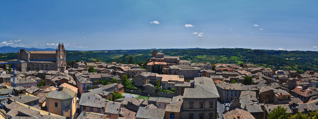 Orvieto ancient city and landscape rooftop views from the Tower, Torre del Moro, Umbria Italy 2023