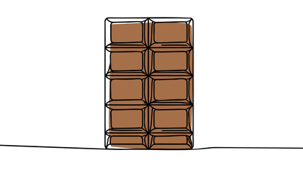 World Chocolate day. Continuous one line drawing of half opened chocolate bar hand drawn vector illustration. Single line drawing.