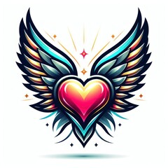 heart with wings or heart and wings. love eith wings or loves and wing