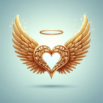 heart with wings or heart and wings. love eith wings or loves and wing