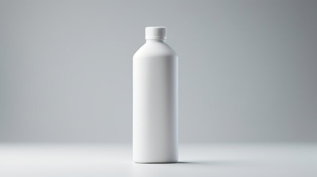 A professional-grade 3D representation of an empty cosmetic bottle isolated in 169 ratio against a neutral backdrop, providing a customizable area for branding.