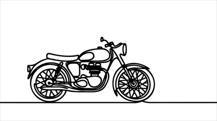 Obraz premium Single continuous line drawing of old classic vintage motorcycle symbol.