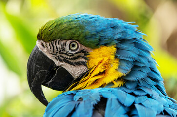 Blue and yellow macaw portrait