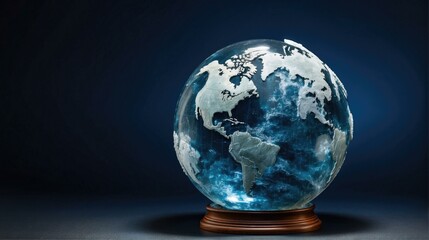 A globe with a blue sky and earth inside. Generative AI.