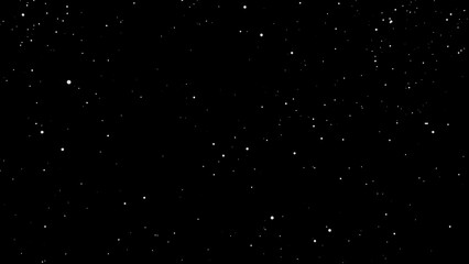 Little White falling snowflakes overlay. Black background. Winter snowfall footage. Snow weather wallpaper. Stars glow in the sky