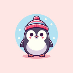 cute penguin cartoon icon illustration