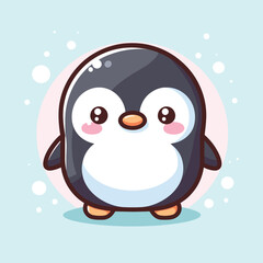 cute penguin cartoon icon illustration