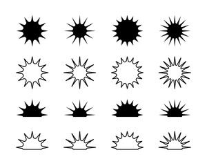 Simple Suns Collection – Set of flat suns and outlines