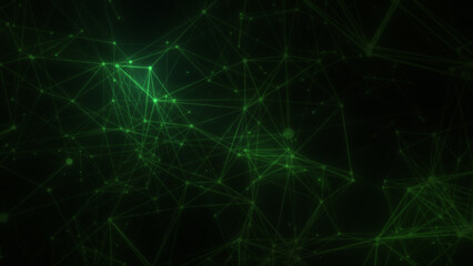 Fototapeta na wymiar Scientific bg of plexus and particles, green background 