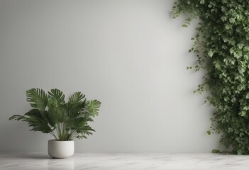 Minimalistic light background with blurred foliage shadow on a light wall Beautiful background for p