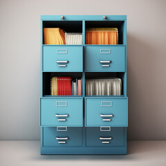 Neatly organized colorful file cabinet with tax and other documents