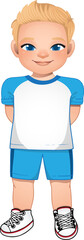 Bronze hair boy in blue sportswear cartoon PNG