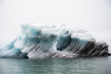 Closeup of iceberg in Jokulsarlon glacier lagoon. Seascape and travel destination