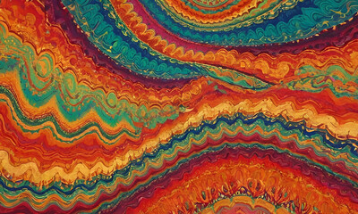 Groovy psychedelic abstract wavy decorative funky background. Hippie trendy design