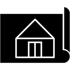 Blueprint Icon, Design Plan Interior Symbol Vector Stock Illustration, Solid Icon Style Design.