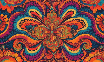 Groovy psychedelic abstract wavy decorative funky background. Hippie trendy design