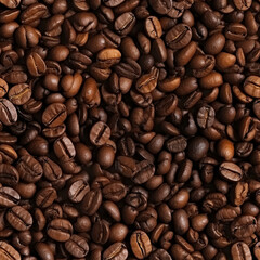 Fototapeta premium Roasted coffee beans background. Top view. Coffee background