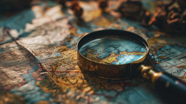 magnifying glass on the map