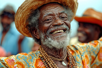 Fototapeta premium A smiling portrait of an elderly African American man