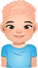 Little boy face, avatar, kid head with short hair wearing blue t shirt cartoon PNG