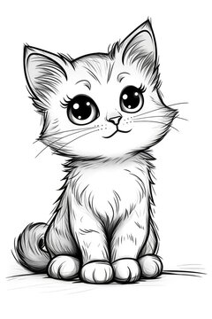 Cute Cat Coloring Pages For Kids